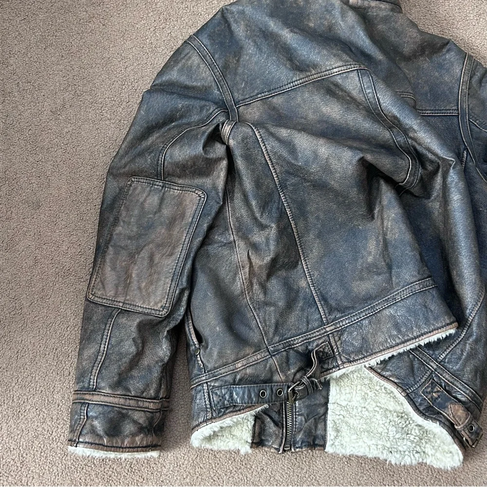 Black Rivet Brown Lined Leather Jacket size Large - Picture 8 of 12